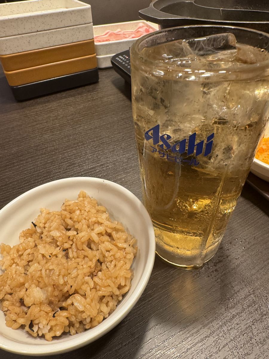 しゃぶ葉の沖縄グルメフェア限定のジューシー(沖縄の炊き込みご飯)とビール